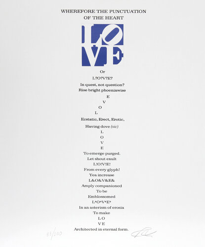 The Book of Love Poem - Wherefore the Punctuation of the Heart - II by Robert Indiana, Print for Sale on Singulart