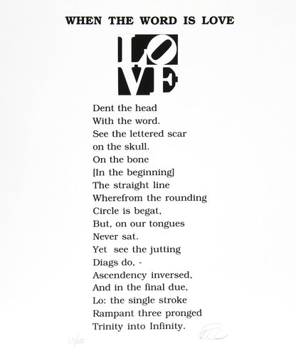 The Book of Love Poem - When the Word is Love by Robert Indiana, Print for Sale on Singulart