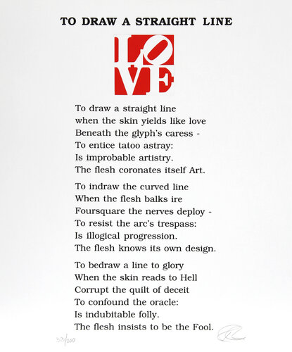 The Book of Love Poem - To Draw a Straight Line by Robert Indiana, Print for Sale on Singulart