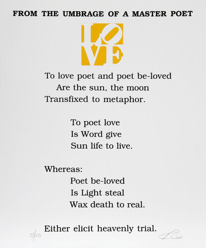 The Book of Love Poem - From the Umbrage of a Master Poet by Robert Indiana, Print for Sale on Singulart