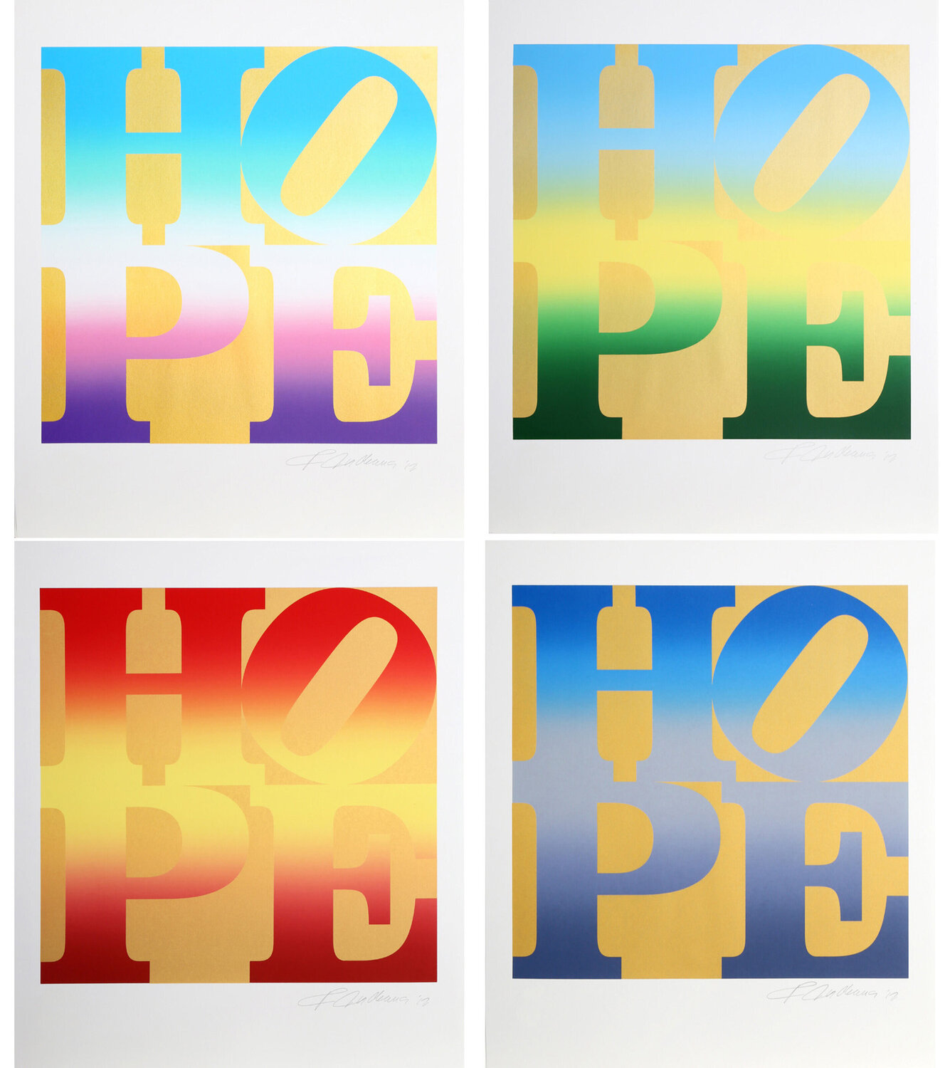 Four Seasons of HOPE - Gold Robert Indiana Druck zu verkaufen