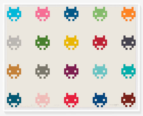InvadHirst (large framed, dual signed silkscreen) by Invader, 인쇄 for Sale on Singulart