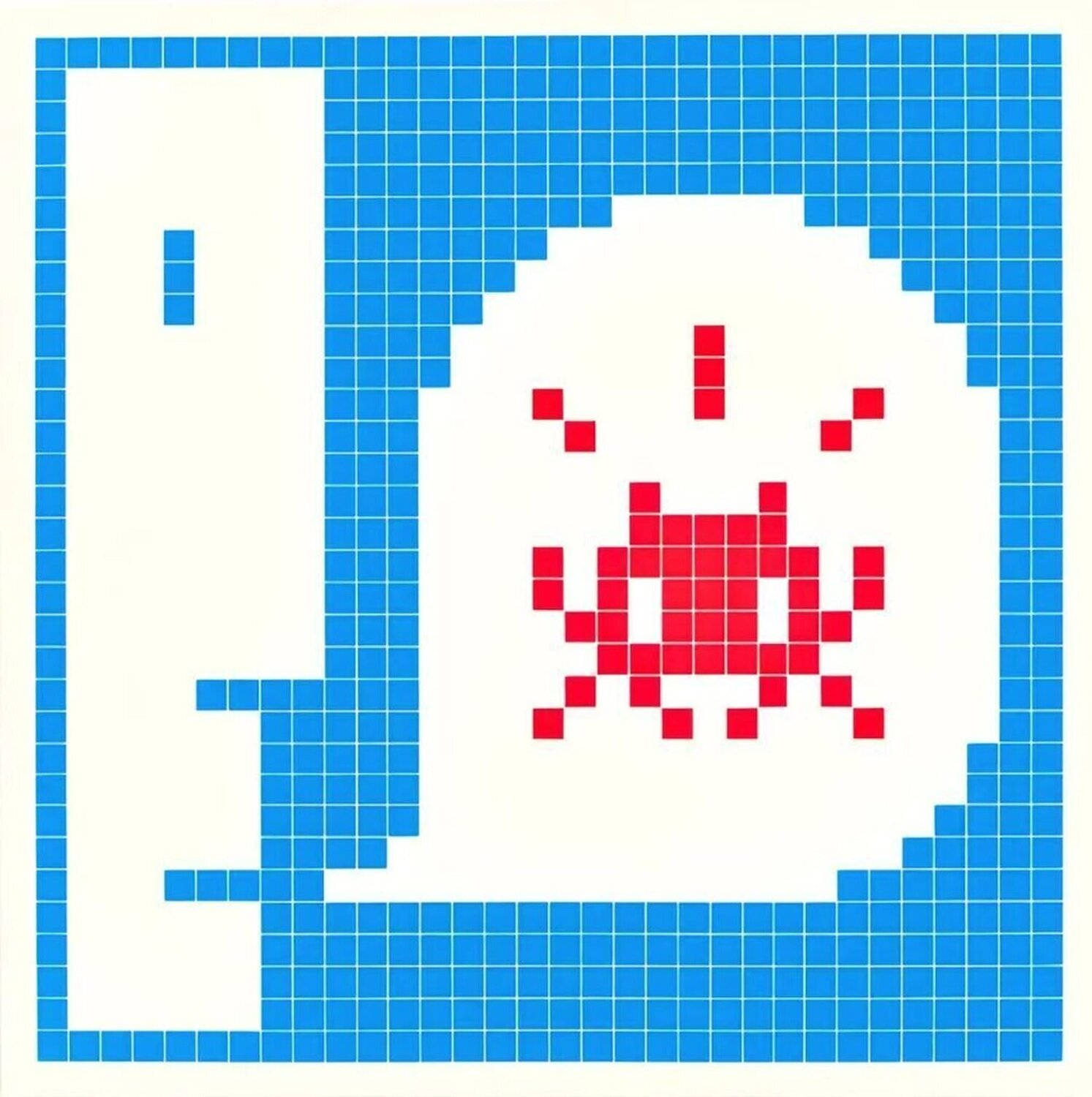 Alert Blue Invader Print for sale