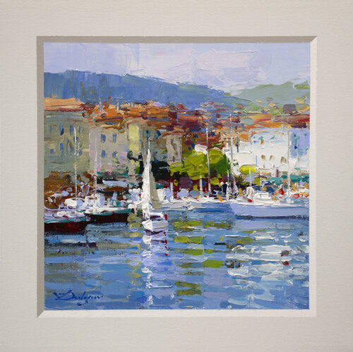 Mediterranean harbor van Vadim Dolgov, Schilderij te koop op Singulart