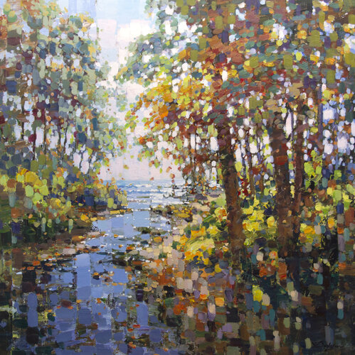 Where the river meets the sea di Vadim Dolgov, Pittura in vendita su Singulart