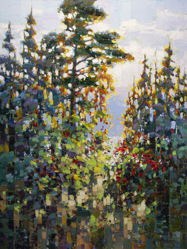 Sparkles through the trees di Vadim Dolgov, Pittura in vendita su Singulart