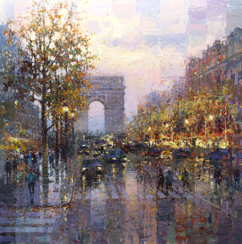 Dusk in Paris di Vadim Dolgov, Pittura in vendita su Singulart