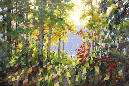Autumn Trees by the Lake von Vadim Dolgov, Malerei kaufen auf Singulart