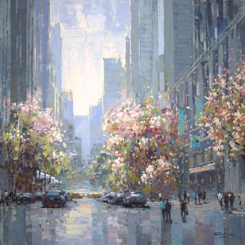 City blossoms. NYC. di Vadim Dolgov, Pittura in vendita su Singulart