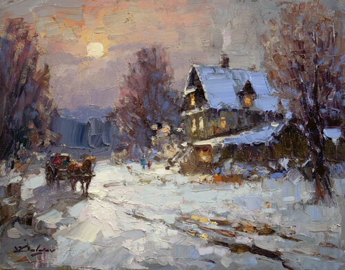 Moonlit night de Vadim Dolgov, Pintura a la venta en Singulart