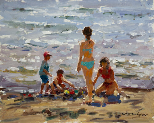 Beach fun di Vadim Dolgov, Pittura in vendita su Singulart