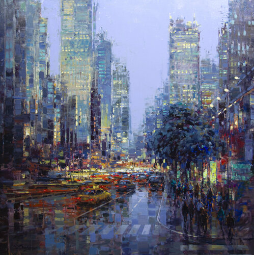Twilight in the city van Vadim Dolgov, Schilderij te koop op Singulart
