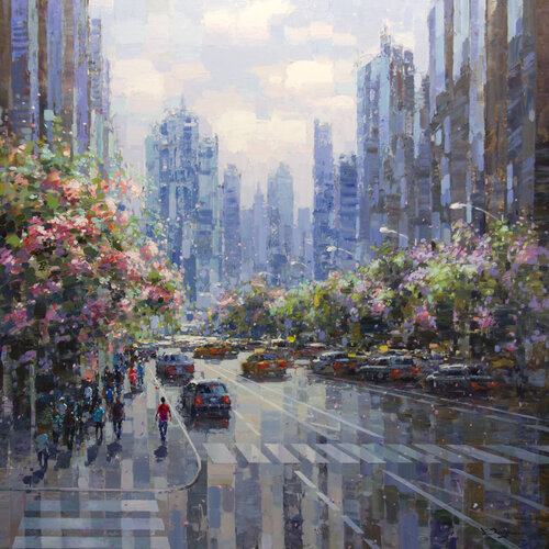 City spring time van Vadim Dolgov, Schilderij te koop op Singulart