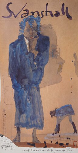 Personnages expressionnistes en bleu de Horst Janssen, Impresión a la venta en Singulart