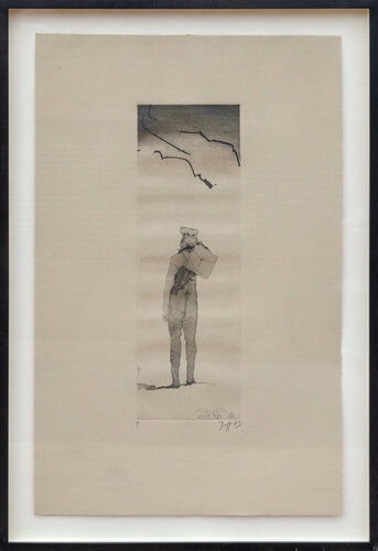 Untitled - Figure with Satchel de Horst Janssen, Impresión a la venta en Singulart