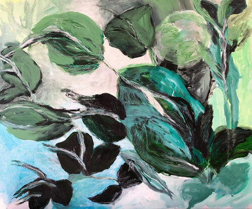 au delà...les herbes van Aline Wiest, Schilderij te koop op Singulart
