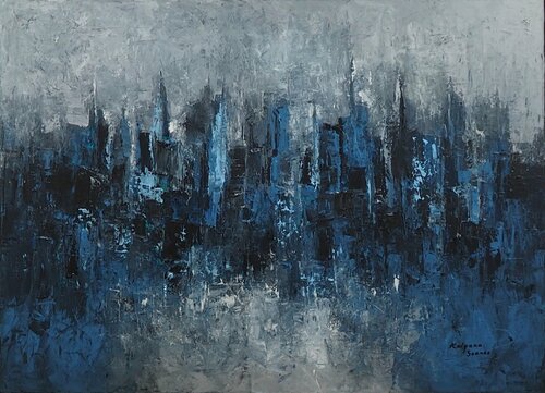 Moonlit Metropolis II van Kalpana Soanes, Schilderij te koop op Singulart