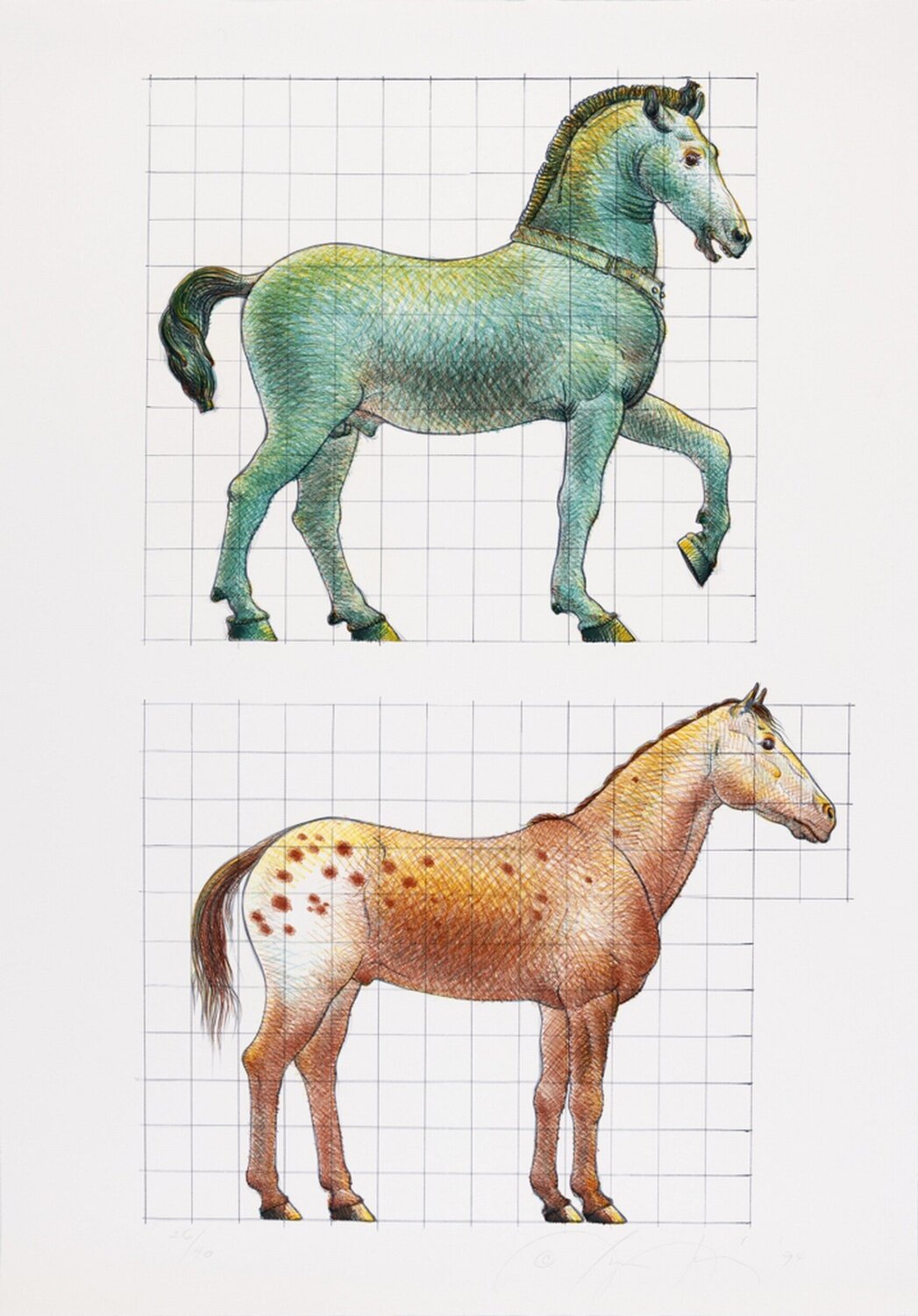 Study of a Classical Horse and a Modern Horse Luis Jiménez Druck zu verkaufen
