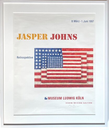 Jasper Johns - Retrospektive - Museum Ludwig Poster (Hand Signed by Jasper Johns) di Jasper Johns, Stampa in vendita su Singulart