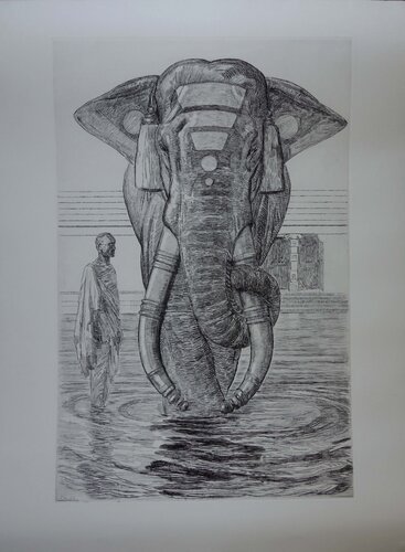 Elephants du temple de Siva, Gravure originale signée von Paul Jouve, Druck kaufen auf Singulart