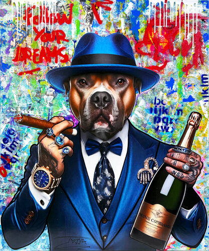 Champagne And Bling! (large original painting on canvas) van JOZZA, Schilderij te koop op Singulart