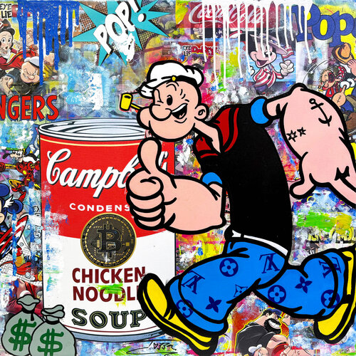 Popeye In The Run (large original painting on canvas) van JOZZA, Schilderij te koop op Singulart