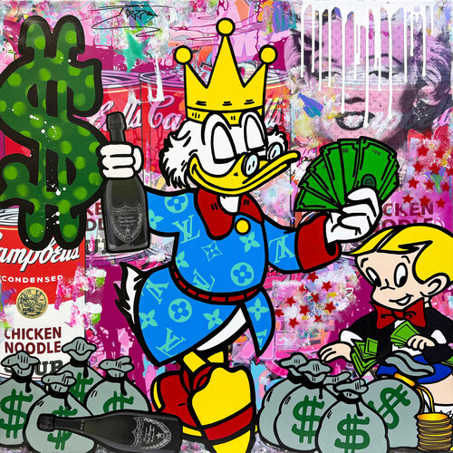 About Money! (Scrooge McDuck Richie Rich), original painting van JOZZA, Schilderij te koop op Singulart
