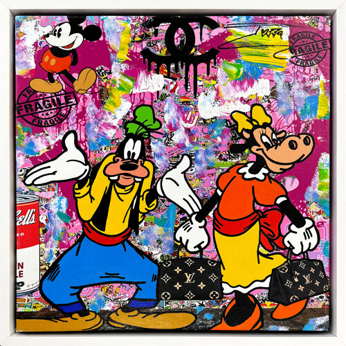 Going Shop (Goofy & Clarabelle), framed original painting van JOZZA, Schilderij te koop op Singulart