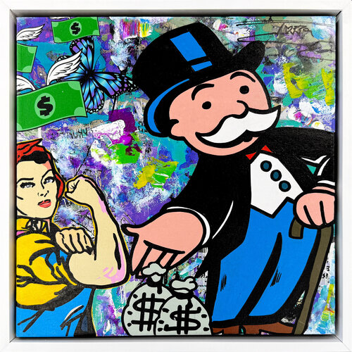 Money Bags (Monopoly), framed original painting van JOZZA, Schilderij te koop op Singulart