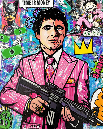 Al Pacino Scarface, Original Painting on Canvas, 30x24 inches Stretched by JOZZA, 絵画 for Sale on Singulart
