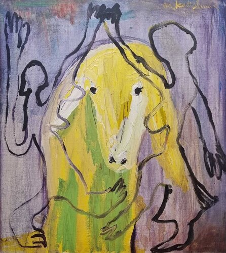 Homage to Picasso's dancers van Menashe Kadishman, Schilderij te koop op Singulart