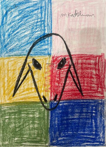  sheep in six colors van Menashe Kadishman, Schilderij te koop op Singulart