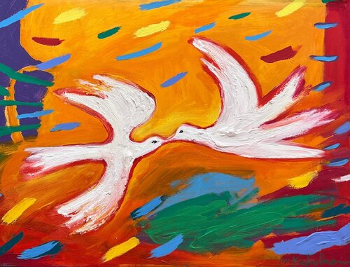 Kiss by Menashe Kadishman, Painting for Sale on Singulart