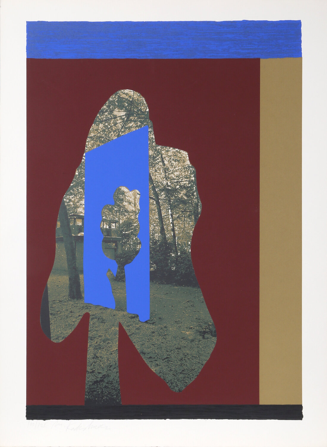 Tree in Tree (Burgundy and Gold) Menashe Kadishman Druck zu verkaufen