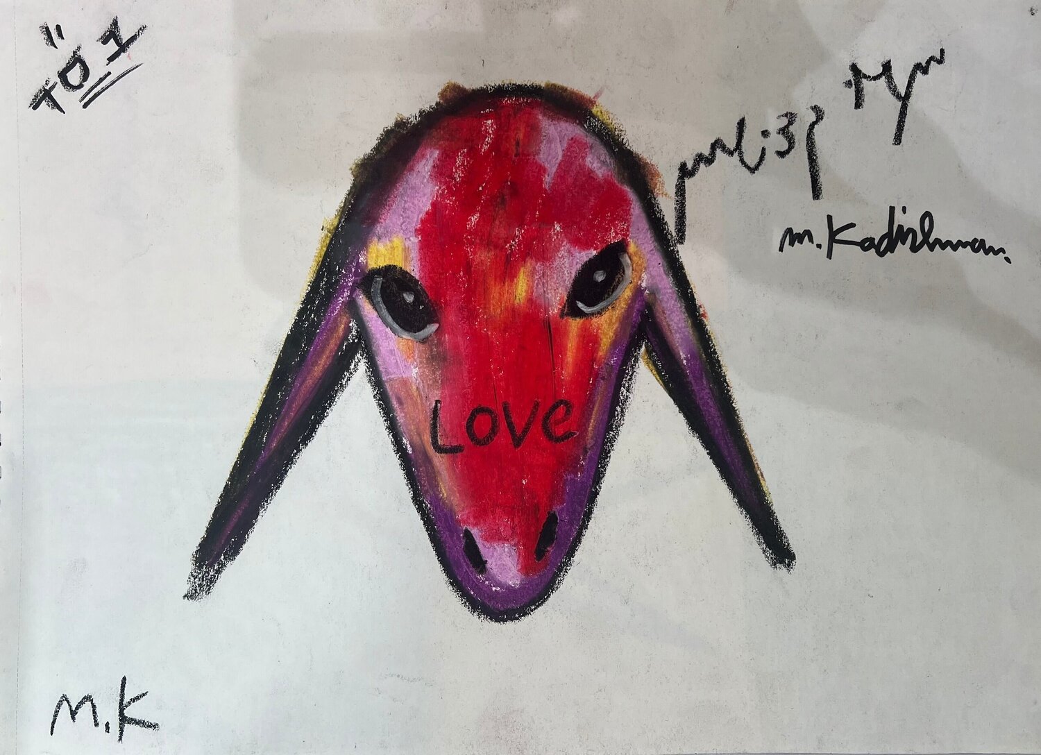 love sheep  Menashe Kadishman Dipinto originale in vendita