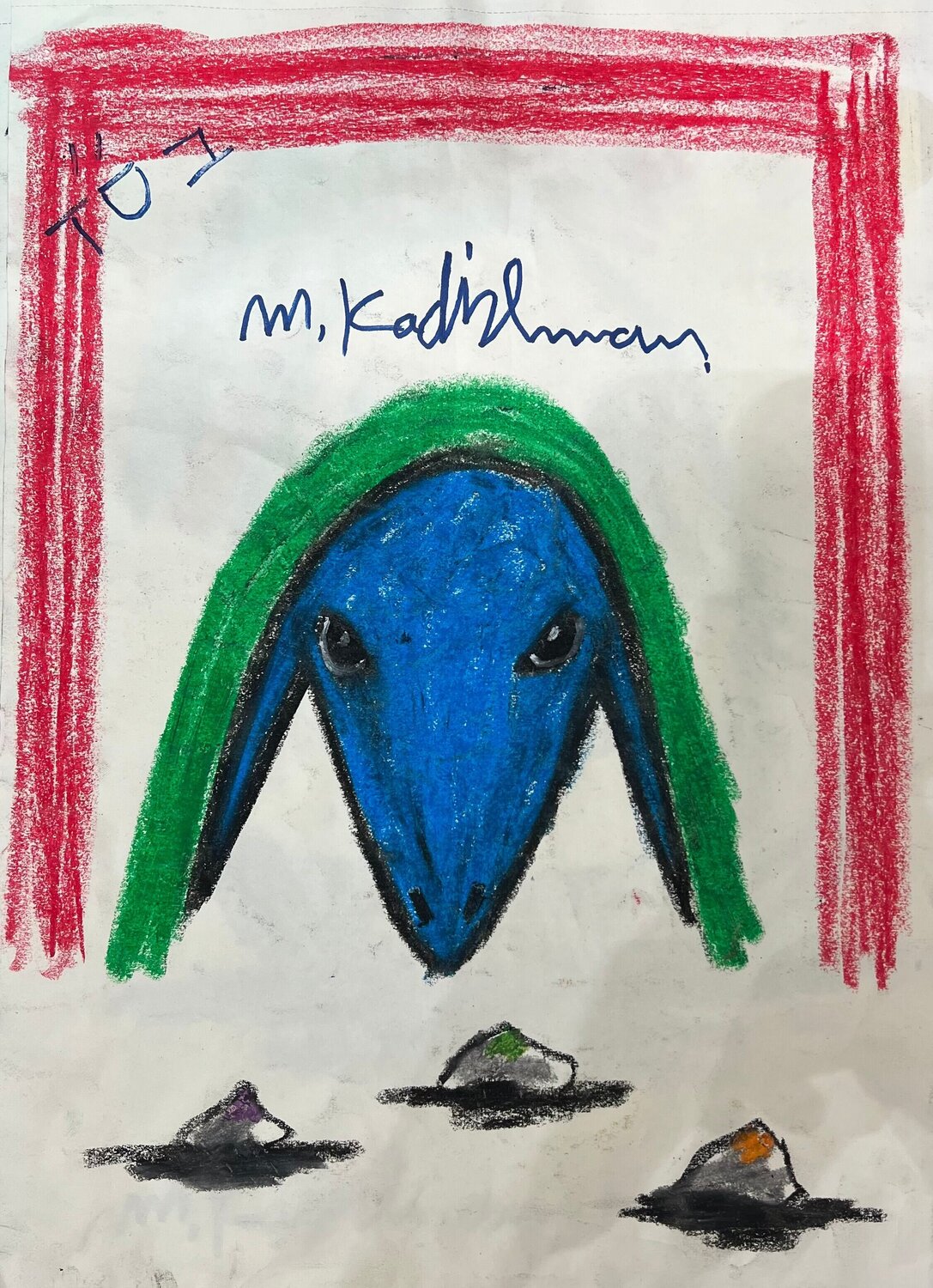 Blue Sheep Menashe Kadishman Dipinto originale in vendita