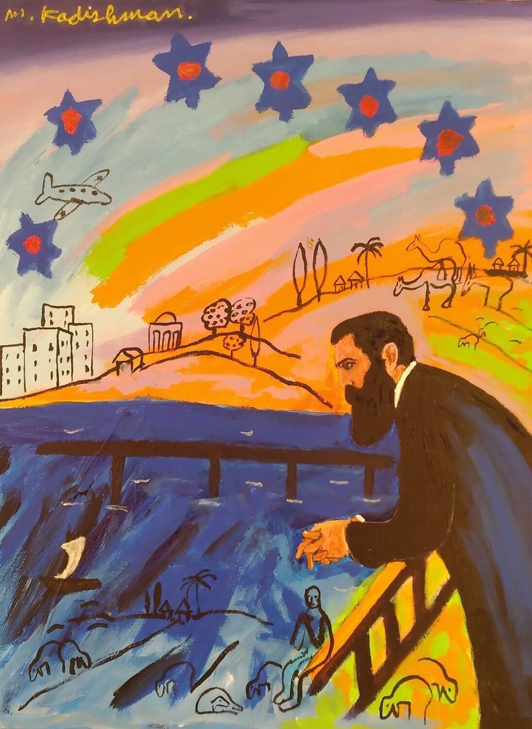 Herzl Menashe Kadishman Origineel schilderij te koop