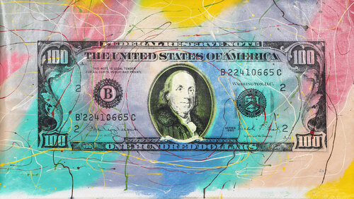 $100 Dollar Bill by Steve Kaufman, Print for Sale on Singulart