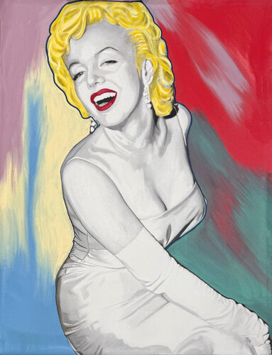Marilyn - Dior Look (No Bottle), large unique painting by Steve Kaufman, Painting for Sale on Singulart