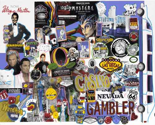 I Love Las Vegas (stretched, hand signed embellished canvas) by Steve Kaufman, Print for Sale on Singulart