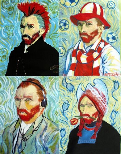 Van Gogh Four Panel by Steve Kaufman, Painting for Sale on Singulart