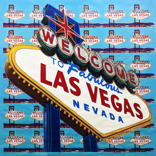 Welcome To Fabulous Las Vegas (large unique painting) by Steve Kaufman, Painting for Sale on Singulart