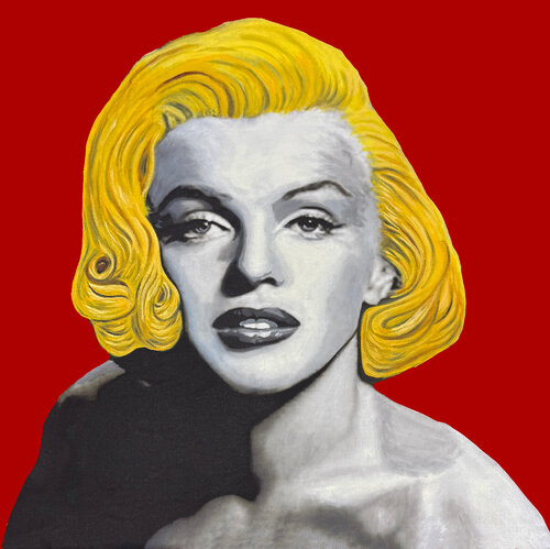Marilyn - Glamour (Red), large unique painting by Steve Kaufman, Painting for Sale on Singulart