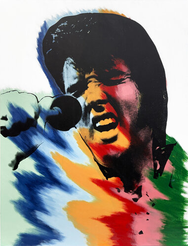 Elvis (large stretched, hand signed embellished canvas) by Steve Kaufman, Print for Sale on Singulart
