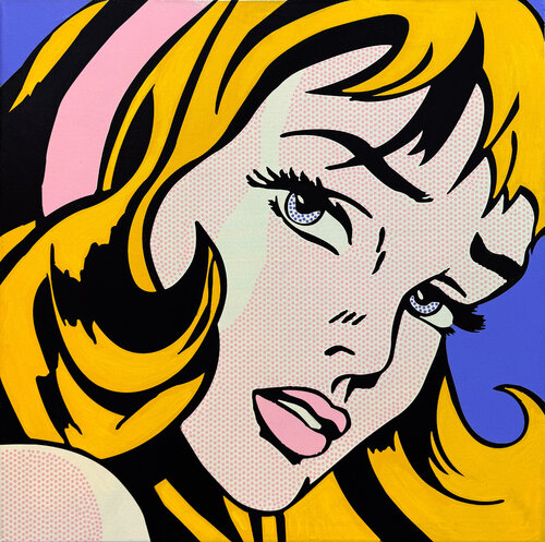Crying Girl - Homage To Lichtenstein (hand signed embellished canvas) by Steve Kaufman, Print for Sale on Singulart