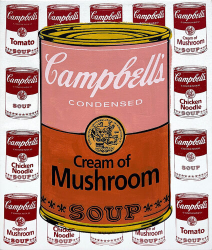 Campbell's Cream of Mushroom (stretched unique oil painted canvas) par Steve Kaufman, Peinture en vente sur Singulart