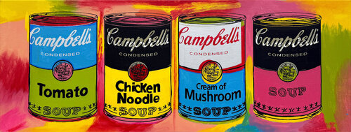 Campbell's Soup Cans (stretched unique oil painted canvas) par Steve Kaufman, Peinture en vente sur Singulart
