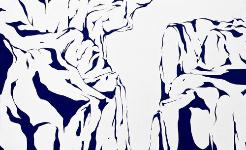 "Gap" Contemporary Blue & White Abstract Mountain Landscape Nature Painting by Max Klinger, Painting for Sale on Singulart