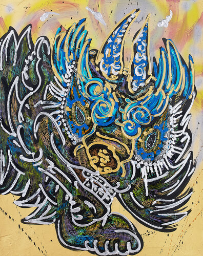 Guardian Dog A, wearing the wind element by Miwa Komatsu, Painting for Sale on Singulart