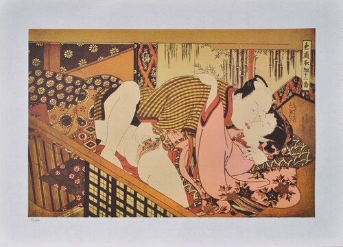Couple torride, LITHOGRAPHIE érotique japonaise di Isoda Koryusai, Stampa in vendita su Singulart